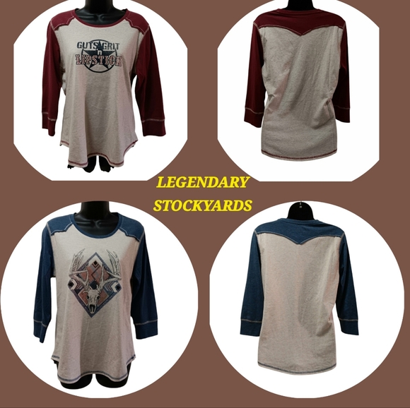 Legendary Stockyards Tops - - (2) EMBELLISHED WESTERN TEES by LEGENDARY STOCKYARDS